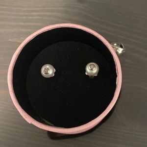 Tous discontinued Erma pearl earrings with pink stone.